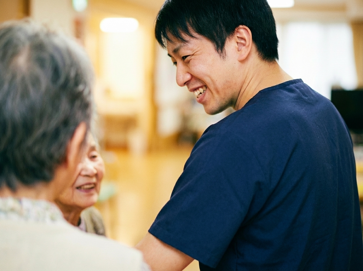 利用者の話を聞く訪問看護師