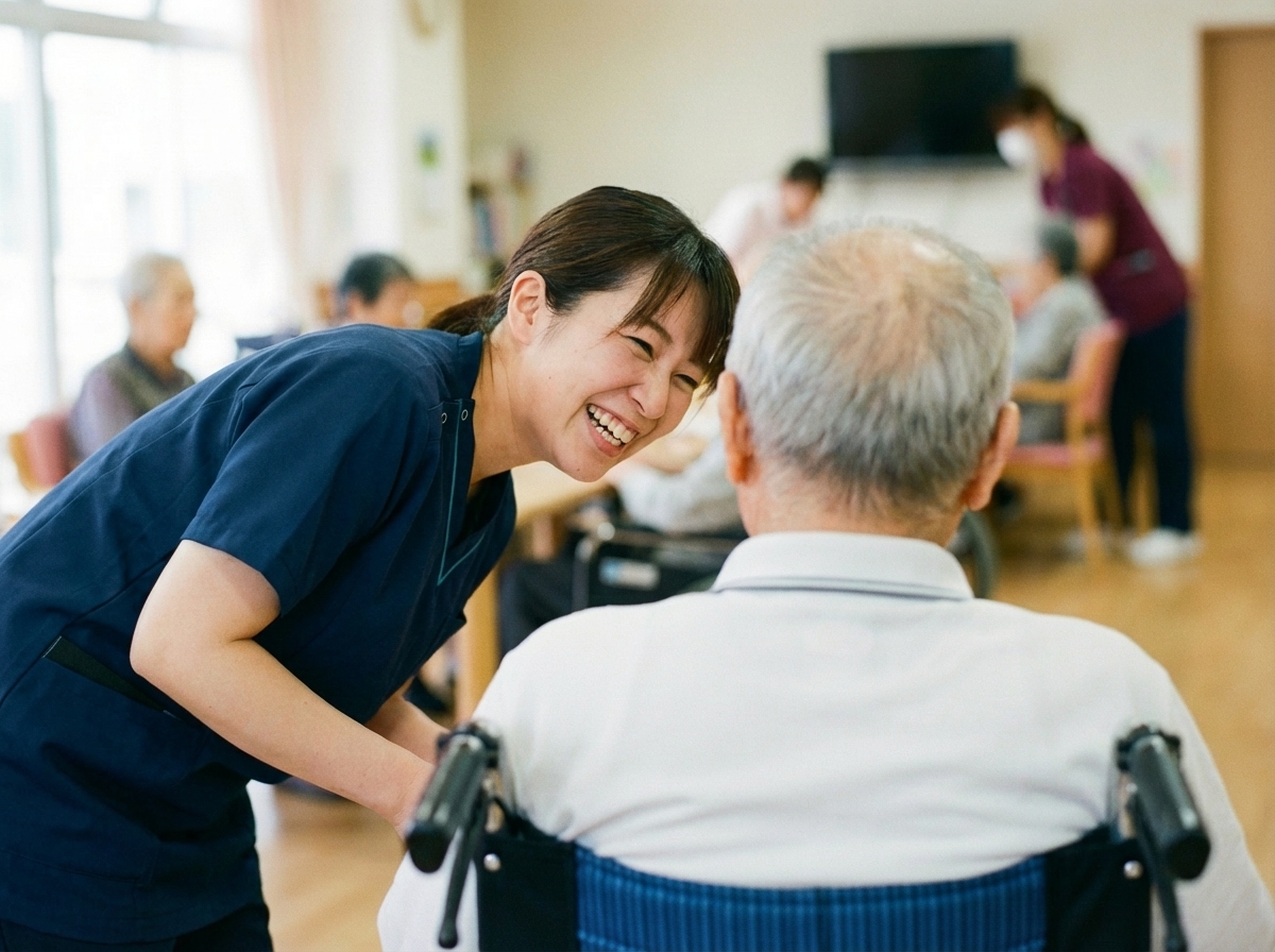 訪問先で利用者を支える看護師